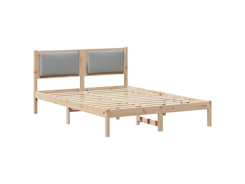  Lit double- lit adulte -  cadre de lit gris clair 150 x 200 cm pin massif  - Conforama A