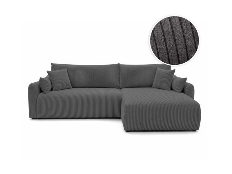  Apoline - canapé d'angle réversible convertible 4 places avec coffre en velours côtelé  - Conforama A