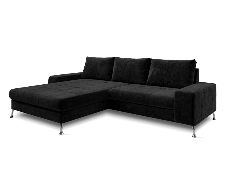  Canapé d’angle artemia noir velours 275 cm convertible avec coffre gauche Artemia - Conforama A