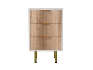 Lot de 2 table de chevet 40cm, 3 tiroirs, meuble de rangement chambre, design strié bois et blanc, pour chambre, salon, entrée, style moderne(chêne clair, 3 tiroirs)