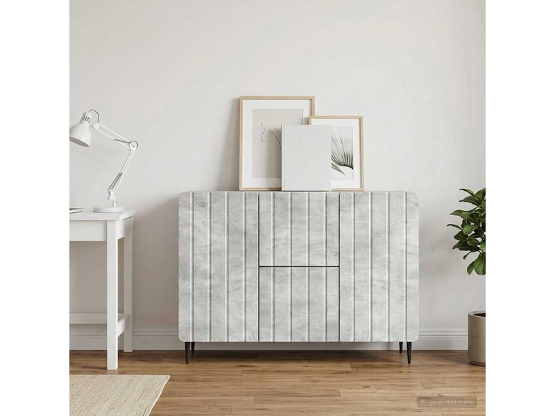  Buffet - bahut - meuble de rangement gris béton 89 x 34,5 x 62 cm bois d'ingénierie  - Conforama B