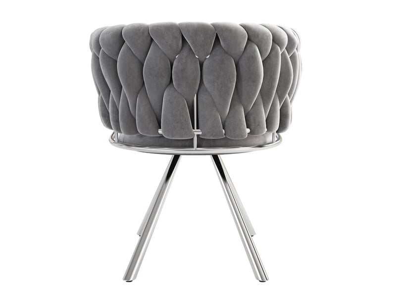  Lot de 4 chaises de salle à manger, style designe, chaise de salon et chambre, cadre en métal, pied en argenté, tissu velours gris  - Conforama D