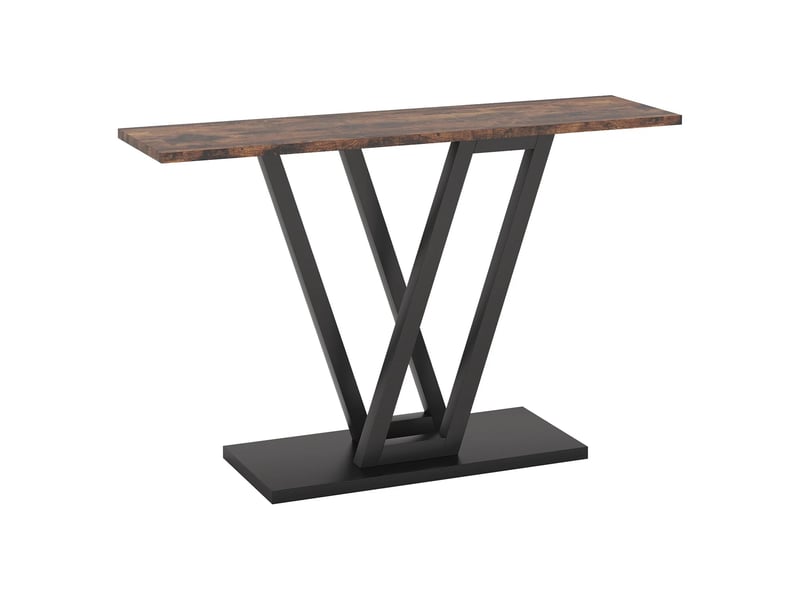  Table console étroite en mdf et métal marron rustique et noir 110x30x80 cm  - Conforama A