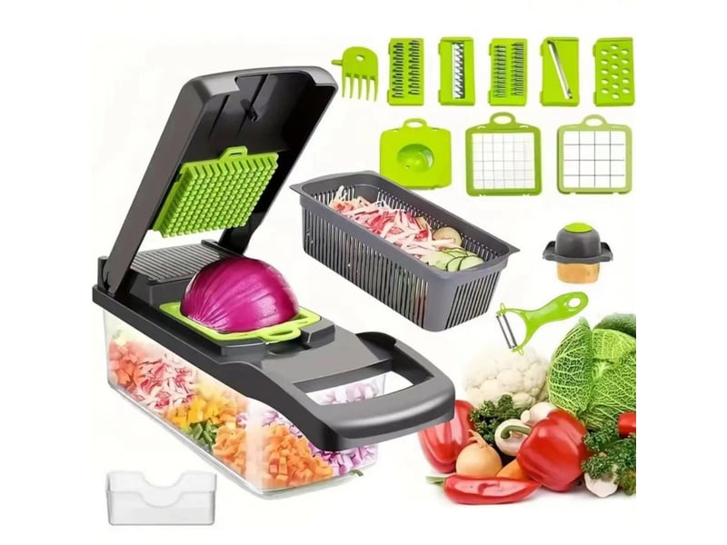  Coupe légumes– mandoline multifonction sans pour légumes et fruits, hachoir manuel, coupe oignon et découpe professionnelle  - Conforama A