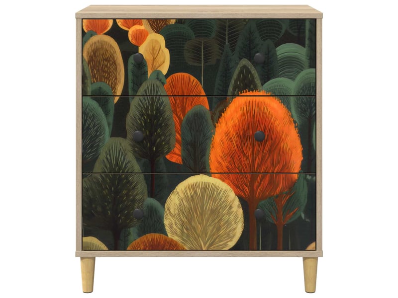  Commode chambre, meuble de rangement zaandam imprimé forêt 66 x 36,5 x 75 cm sonoma  - Conforama E