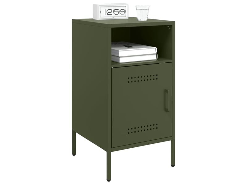  Lot de 2 tables de chevet - cabinet de chevet - table de nuit vert olive 36x39x68 cm acier  - Conforama B