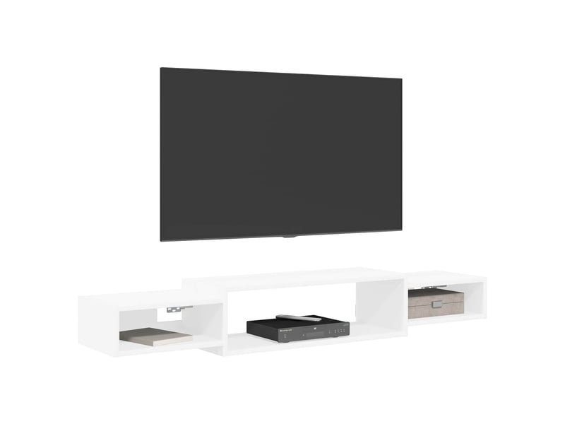  Meuble tv - banc tv - meuble de rangement mural montage mural blanc 140 x 28 x 21 cm  - Conforama C