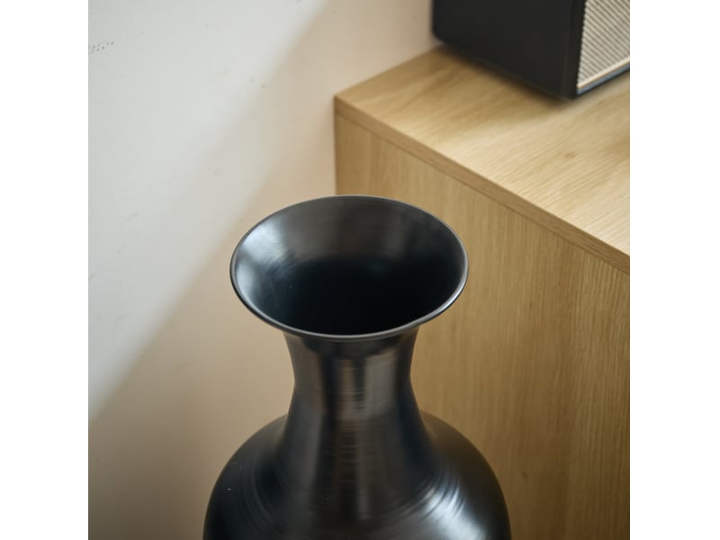  Vases de sol, lot de 3 en métal 506683 cm – noir – décor rainuré pour fleurs séchées et pampas  - Conforama D