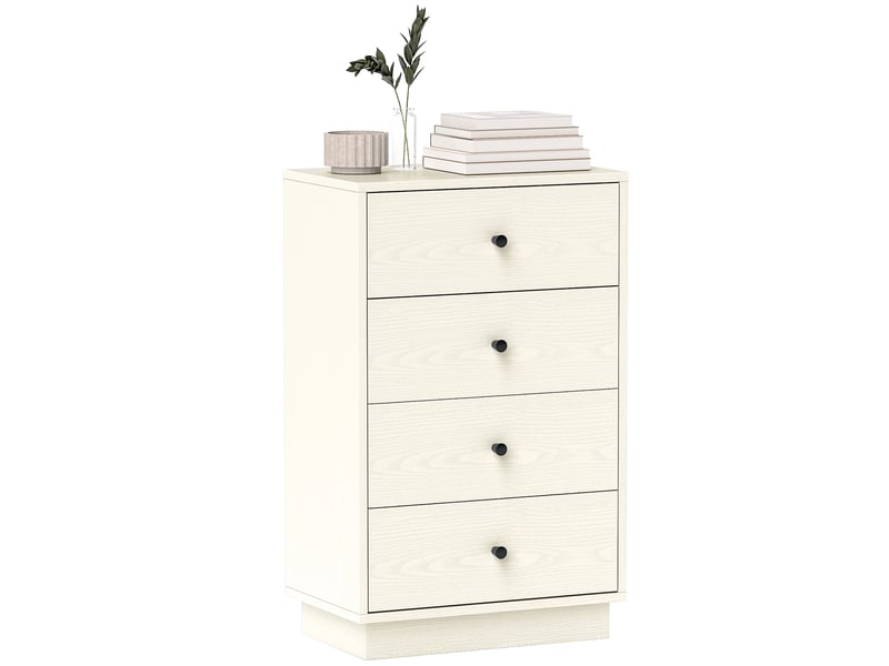  Commode moderne à 4 tiroirs, meuble de rangement pour chambre, salon ou couloir, 47 x 29 x 75 cm, couleur crème  - Conforama A