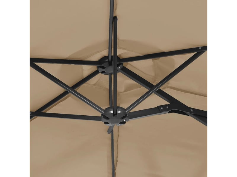  Parasol de jardin à double tête 316 x 145 x 240 cm protection uv avec base solide en polyester taupe 02_0047388  - Conforama E
