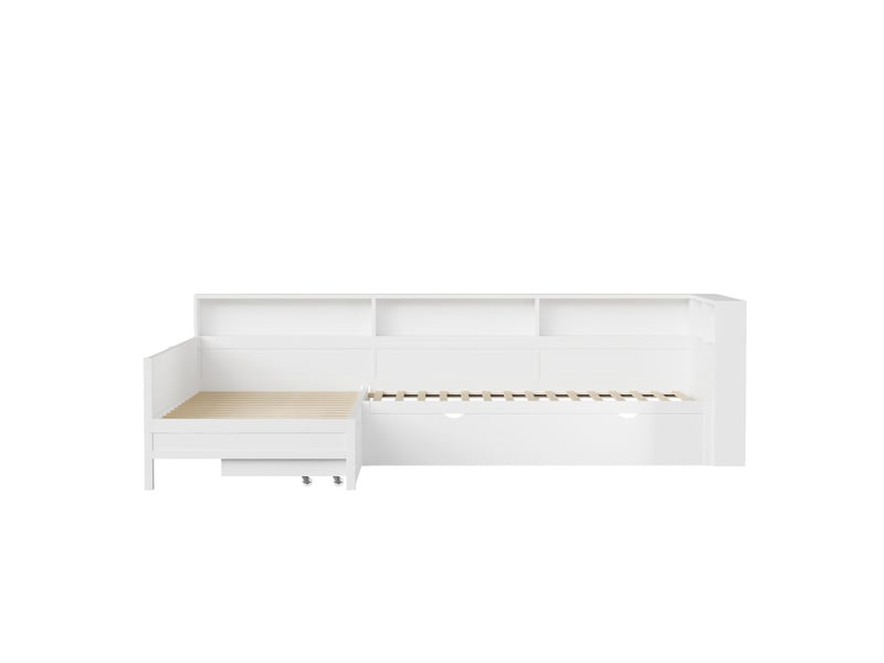  Lit gigogne 90x200, gain d'espace lit gigogne adulte, rangement intégré, couchage d'appoint, led multicolore, ports usb  - Conforama E