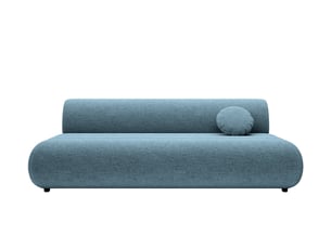 Canapé droit convertible CASANOVA 3 places Tissu bleu avec coffre de rangement