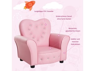 Fauteuil enfant rose, pieds en bois massif, siège mousse, chambre et salle de jeux, 1,5-3 ans, 59x41,5x49 cm