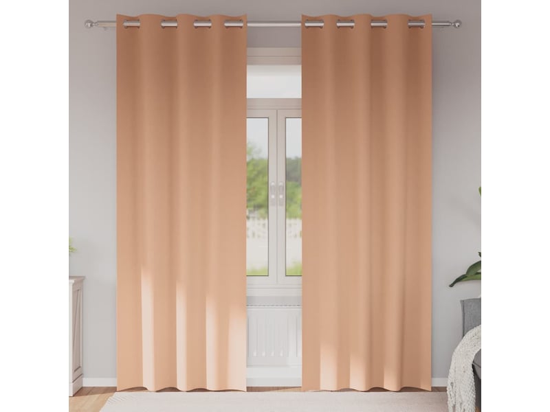  Lot de 2 rideaux occultants, rideaux black-out avec anneaux marron clair 260 x 140 cm cf44694  - Conforama B