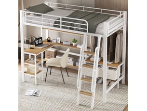 Lit mezzanine 90x200 cm <strong>CRAVDOM</strong>  <strong></strong> coloris blanc