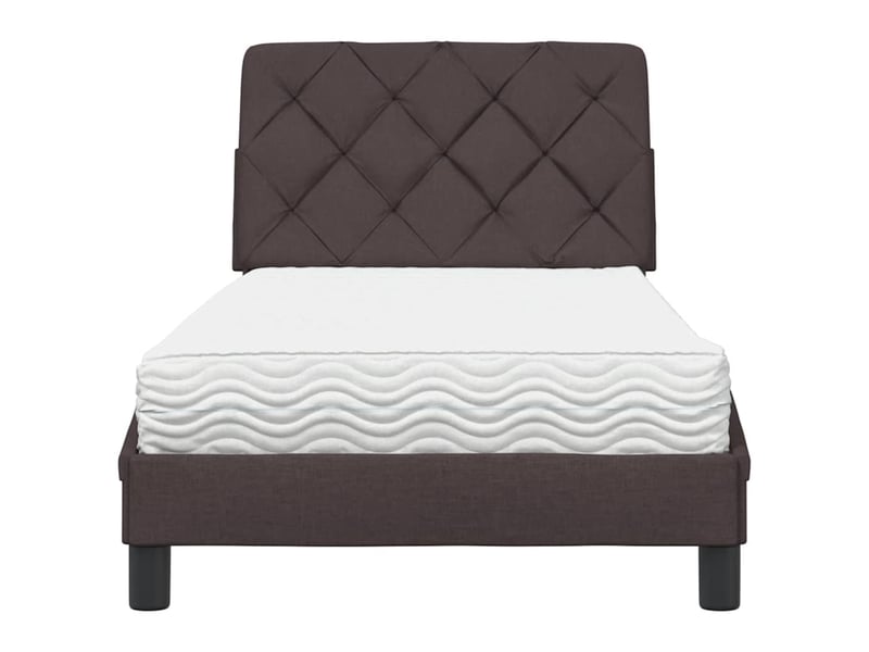  Lit adulte, lit simple, lit avec matelas marron foncé 80x200cm tissu cf17621  - Conforama E