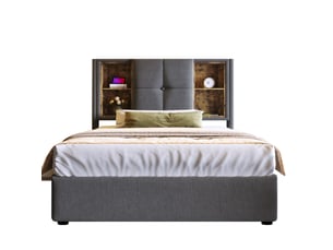 Lit simple 90x200 cm DZMDIP coloris gris