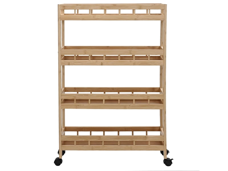  Desserte de cuisine, chariot de rangement avec roues naturel 60x18x97 cm bambou  - Conforama D