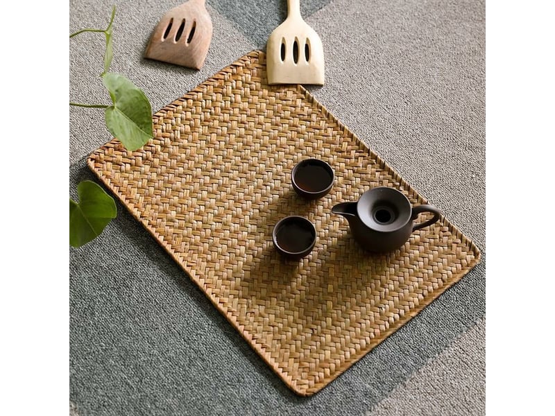  Rapanda – ensemble de 4 sets de table en jonc de mer naturel 43 x 30 cm – rectangulaires en rotin tressé – faciles à nettoyer – pour table à mangerbasse  - Conforama B