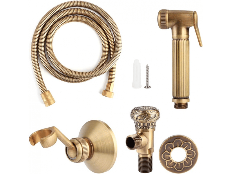  Ensemble de douchette pour bidet de toilette, pommeau de douche à main en laiton pour salle de bain, ensemble de 4 pièces (bronze)  - Conforama A