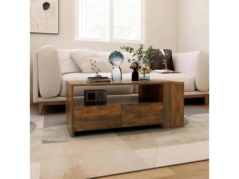  Table basse - table de salon - table à thé chêne fumé 102x55x42 cm bois d'ingénierie  - Conforama E