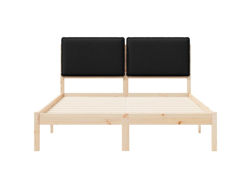 Lit double- lit adulte - cadre de lit avec tête de lit rembourrée noir 150 x 200 cm - Conforama D