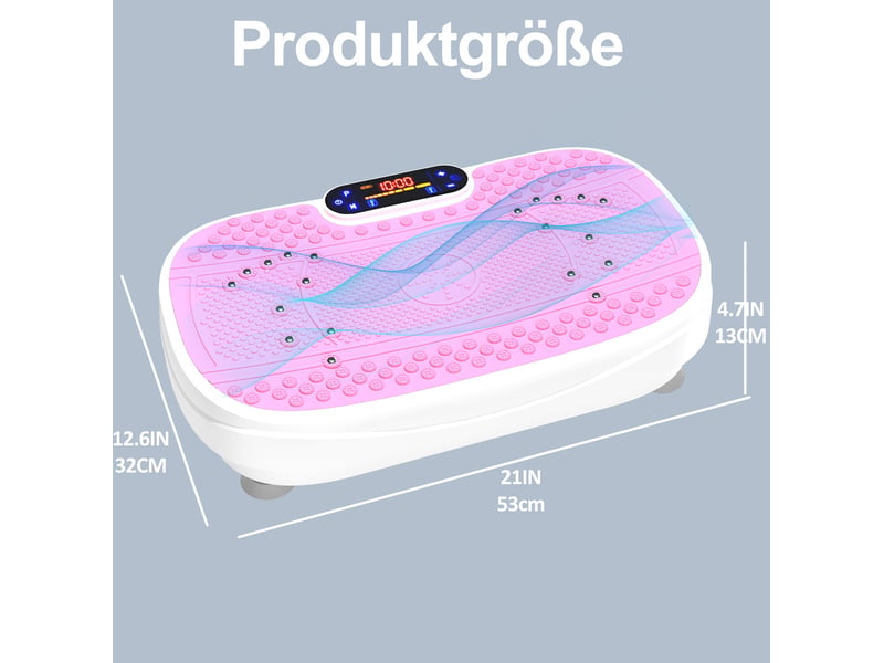  Plateforme vibrante de fitness 53 x 32 x 13 cm rose, abs, caoutchouc et acier, avec 2 bandes de resistance  - Conforama C