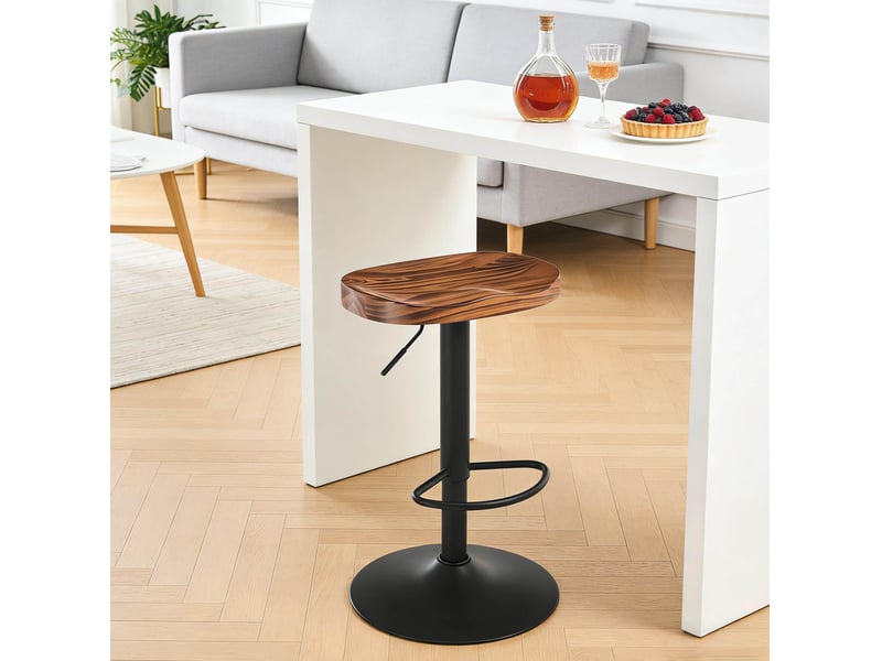  Tabouret de bar 66-90x38x33 cm réglable en hauteur et pivotant bois métal brun rustique  - Conforama E