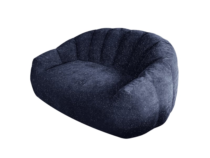  Fauteuil bean bag 2 places bleu en tissu doux, design patte d’ours, dossier et accoudoirs intégrés pour salon  - Conforama A