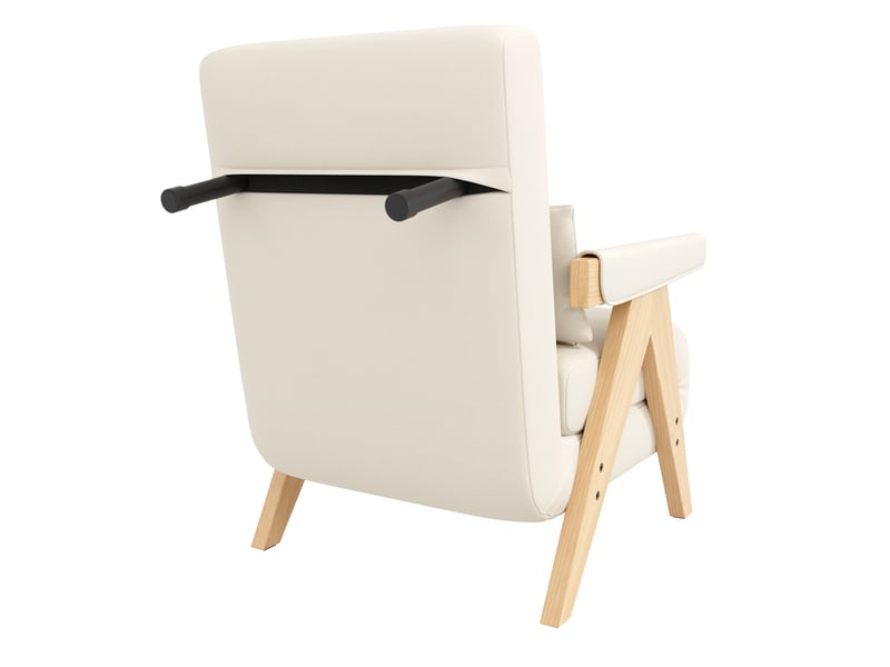  Fauteuil convertible lit 1 place beige, fauteuil lounge reclinaible 6 positions, revêtement lin polyester, structure bois massif et métal, dimensions 87x64x60 cm  - Conforama E