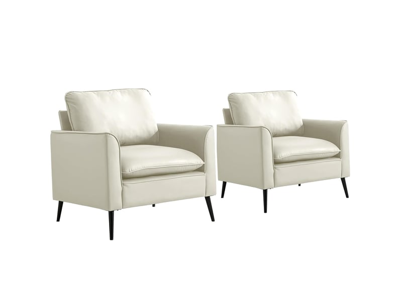  Fauteuil 1 place en similicuir blanc 80x68x80 cm style nordique rétro  - Conforama A