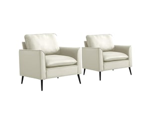 Fauteuil 1 place en similicuir blanc 80x68x80 cm style nordique rétro