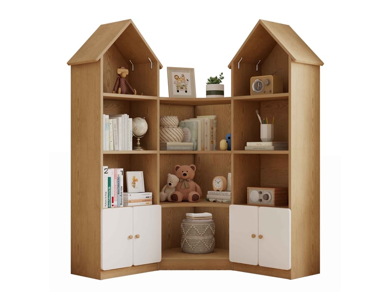  Meuble de rangement enfant - rangements intégrés - organisation des jouets - rangement chambre - hauteur enfant - blanc et naturel CozyNest - Conforama A