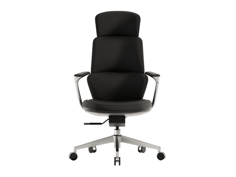  Fauteuil de bureau classique en cuir véritable bicolore noir et marron, mécanisme inclinable jusqu'à 127°  - Conforama B