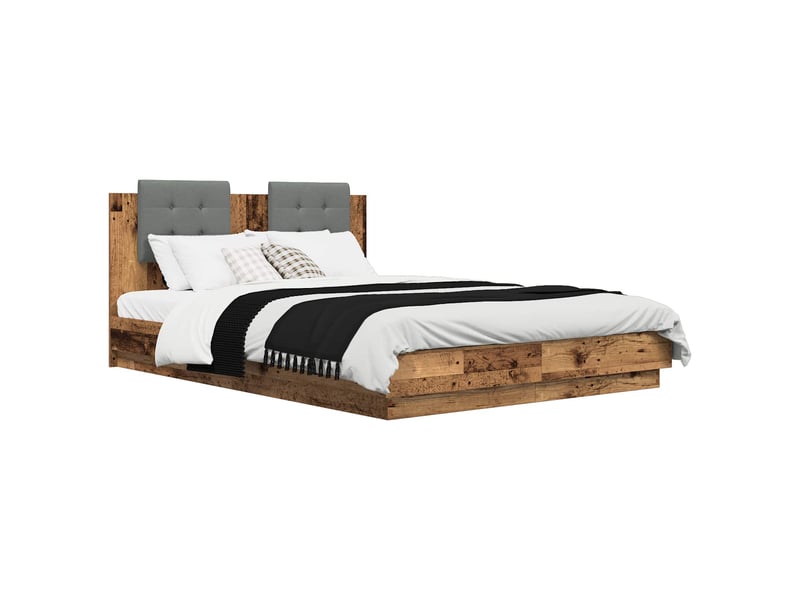  Lit double- lit adulte -  cadre de lit avec tête de lit bois ancien 120 x 200 cm  - Conforama B