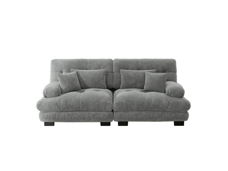  Canapé d'angle, canapé 2 places, coussins inclus, style cloud, en chenille  - Conforama D