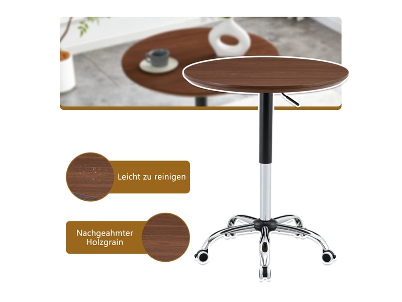  Table basse table haute réglable 70cm nussbaum nussbaumfarbener – hauteur ajustable et roulettes  - Conforama A