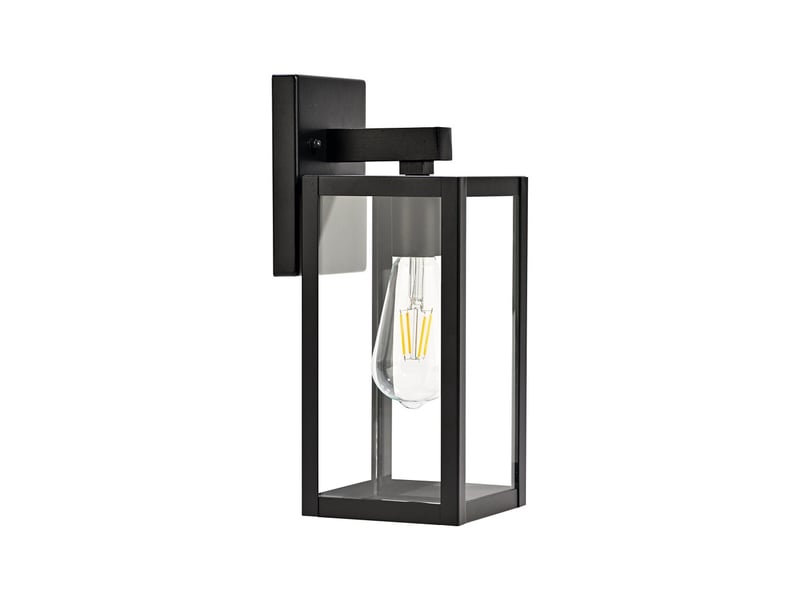  Applique murale extérieure avec applique murale antirouille avec abat-jour en verre transparent noir mat  - Conforama A