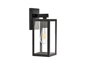 Applique murale extérieure avec applique murale antirouille avec abat-jour en verre transparent noir mat
