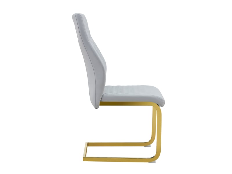  Lot de 2 chaises de salle à manger,43x63x100 cm,similicuir et métal doré,gris clair  - Conforama D