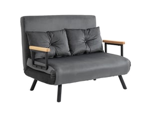 Canapé droit convertible HAVRYA 2 places Velours gris avec coffre de rangement