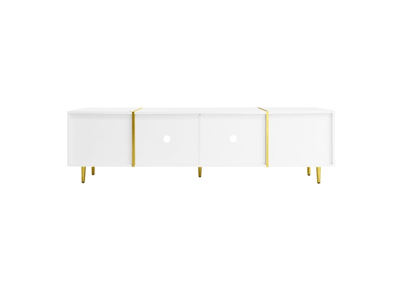  Meuble tv brillant moderne épuré avec quatre portes de rangement meuble tv contemporain  - Conforama A