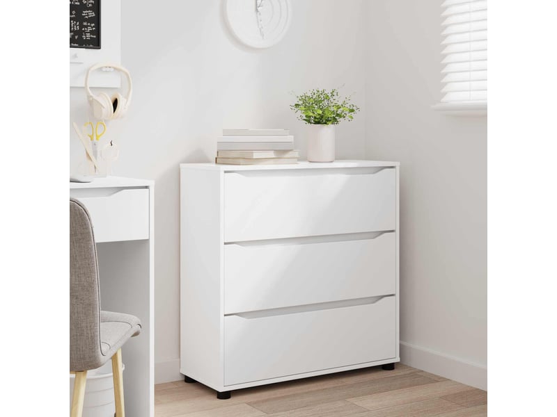  Armoire de rangement, commode de rangement 80 x 31 x 81 cm bois d'ingénierie blanc  - Conforama E
