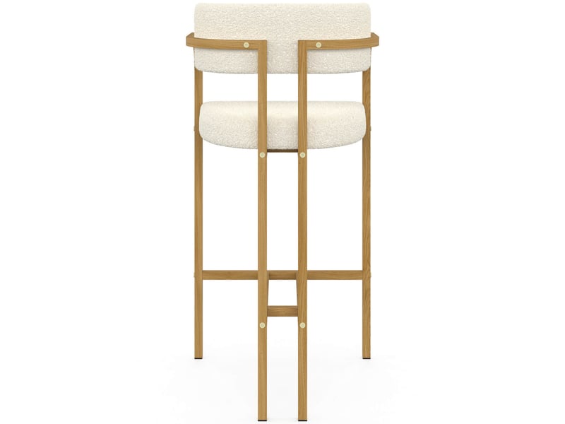  Lot de 4 tabourets de bar esma en métal effet bois et tissu bouclette avec accoudoirs  - Conforama D