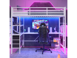 Lit mezzanine 90x200 cm <strong>REDOM</strong> <strong></strong> coloris blanc