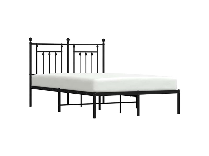 Lit double- lit adulte - cadre de lit métal sans matelas avec tête de lit noir 135x190cm - Conforama D