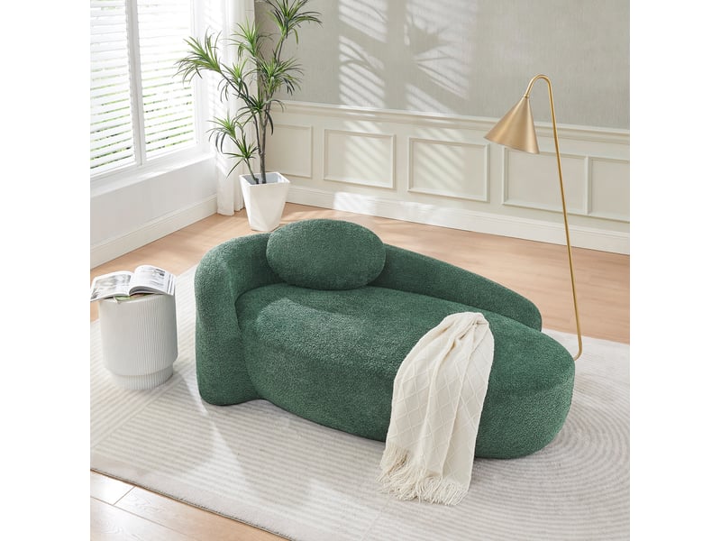 Canapé 1 place en tissu teddy vert 170x96x62 cm avec coussin - Conforama D
