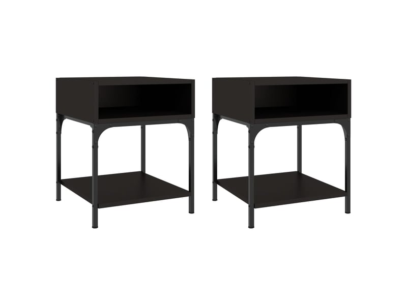  Lot de 2 tables de chevet - cabinet de chevet - table de nuit noir 40x41x50 cm bois d’ingénierie  - Conforama A