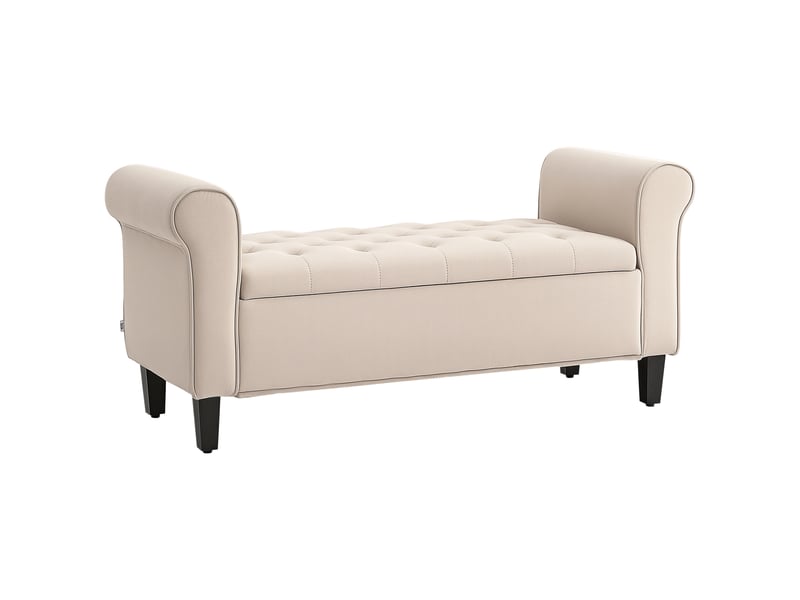  Banc coffre de rangement tissu aspect velours beige 126 x 48,5 x 57 cm  - Conforama B
