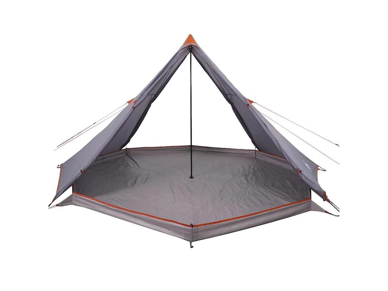  Tente de camping, tente familiale tipi 8 personnes gris et orange imperméable shl3217  - Conforama E